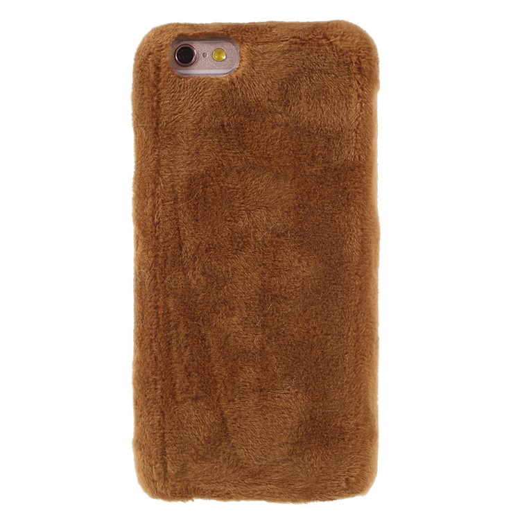 Fluffy Fur Coated TPU Cell Phone Case for iPhone 6s Plus / 6 Plus - Brown-1