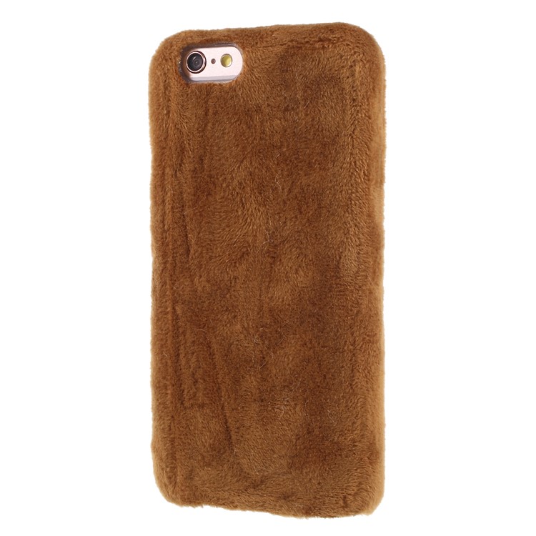Fluffy Fur Coated TPU Cell Phone Case for iPhone 6s Plus / 6 Plus - Brown-3