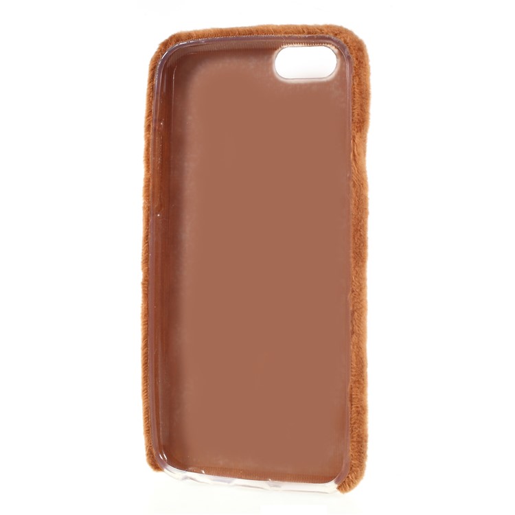 Fluffy Fur Coated TPU Cell Phone Case for iPhone 6s Plus / 6 Plus - Brown-4