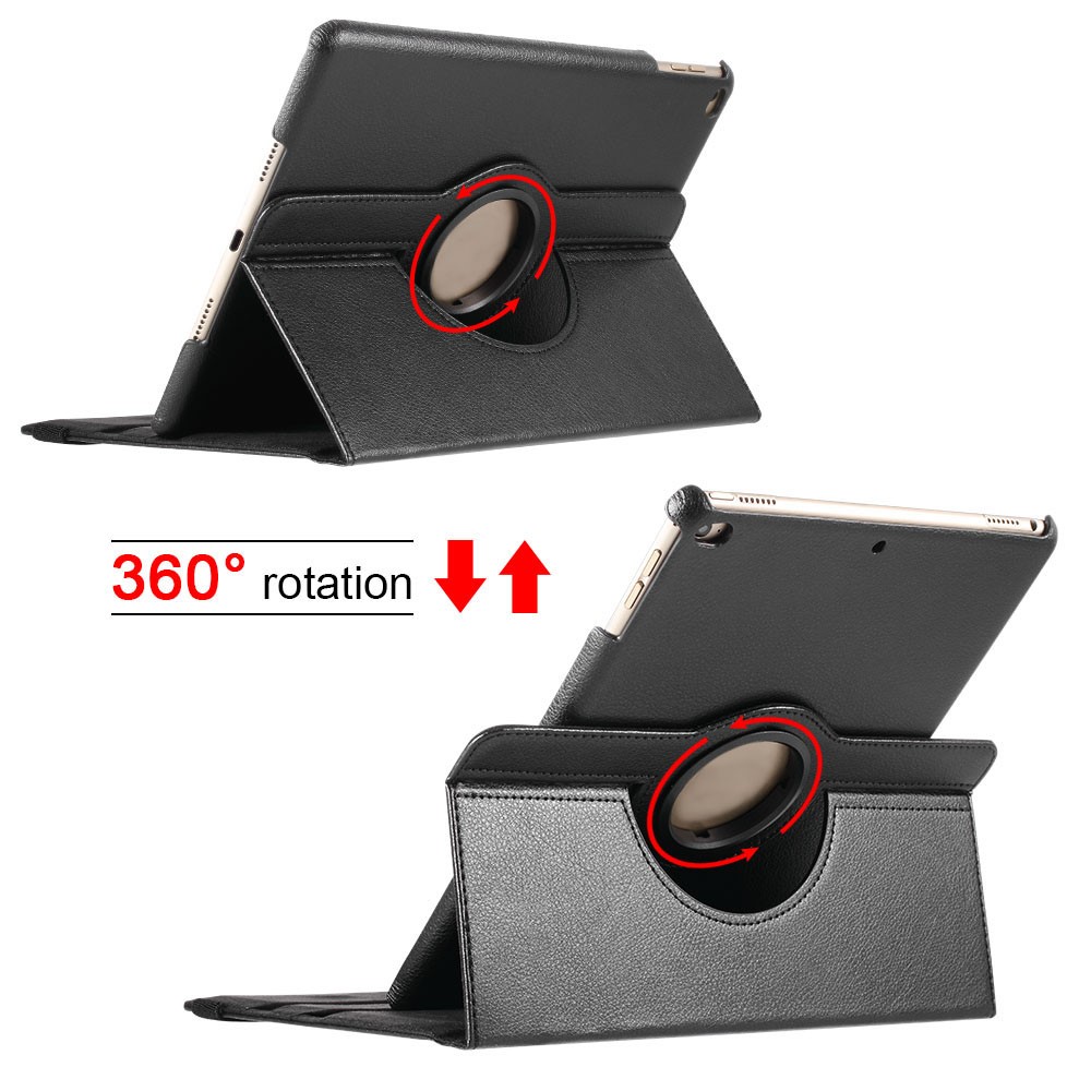 Litchi Grain 360 Swivel Smart Stand Leather Tablet Cover for iPad 9.7-inch (2018)/9.7-inch (2017) - Black-2