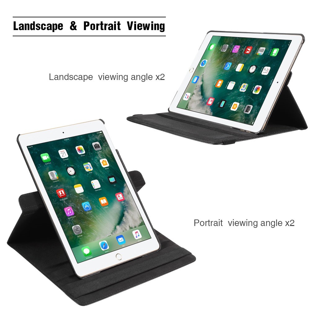 Litchi Grain 360 Swivel Smart Stand Leather Tablet Cover for iPad 9.7-inch (2018)/9.7-inch (2017) - Black-4