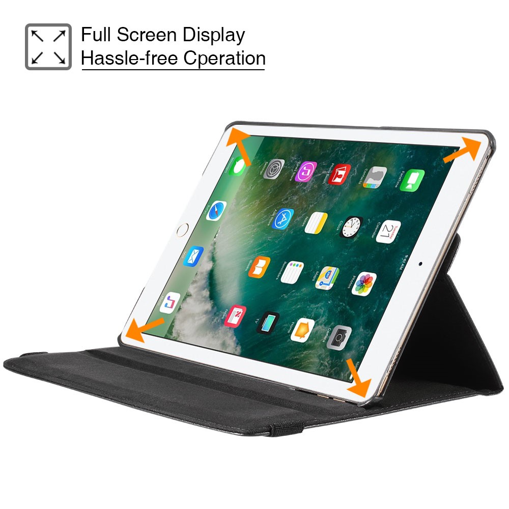 Litchi Grain 360 Swivel Smart Stand Leather Tablet Cover for iPad 9.7-inch (2018)/9.7-inch (2017) - Black-5