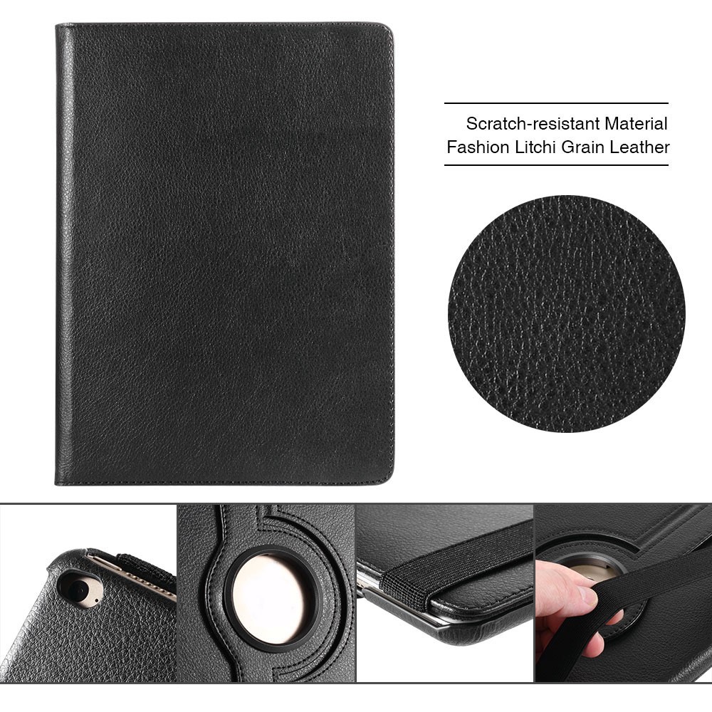 Litchi Grain 360 Swivel Smart Stand Leather Tablet Cover for iPad 9.7-inch (2018)/9.7-inch (2017) - Black-7