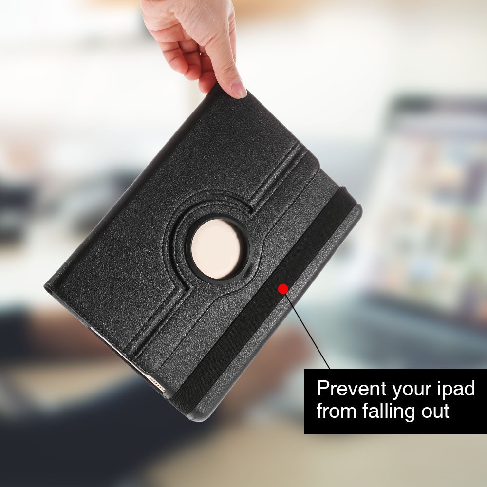 Litchi Grain 360 Swivel Smart Stand Leather Tablet Cover for iPad 9.7-inch (2018)/9.7-inch (2017) - Black-9