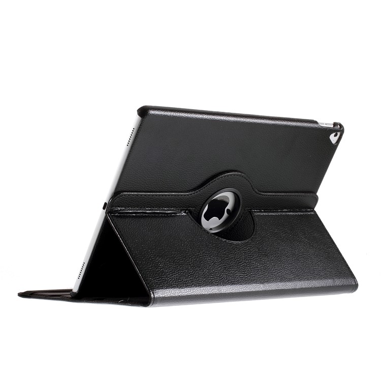 Litchi Skin Leather Case with Rotating Stand for iPad Pro 12.9 (2017) / Pro 12.9 (2015) - Black-11