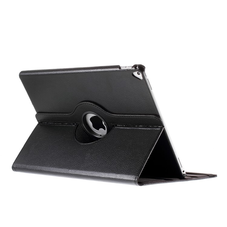 Litchi Skin Leather Case with Rotating Stand for iPad Pro 12.9 (2017) / Pro 12.9 (2015) - Black-12