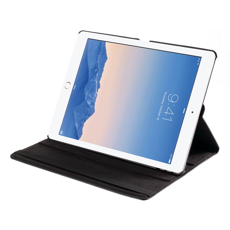 Litchi Skin Leather Case with Rotating Stand for iPad Pro 12.9 (2017) / Pro 12.9 (2015) - Black-18