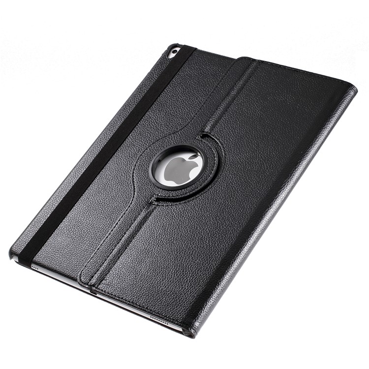 Litchi Skin Leather Case with Rotating Stand for iPad Pro 12.9 (2017) / Pro 12.9 (2015) - Black-5