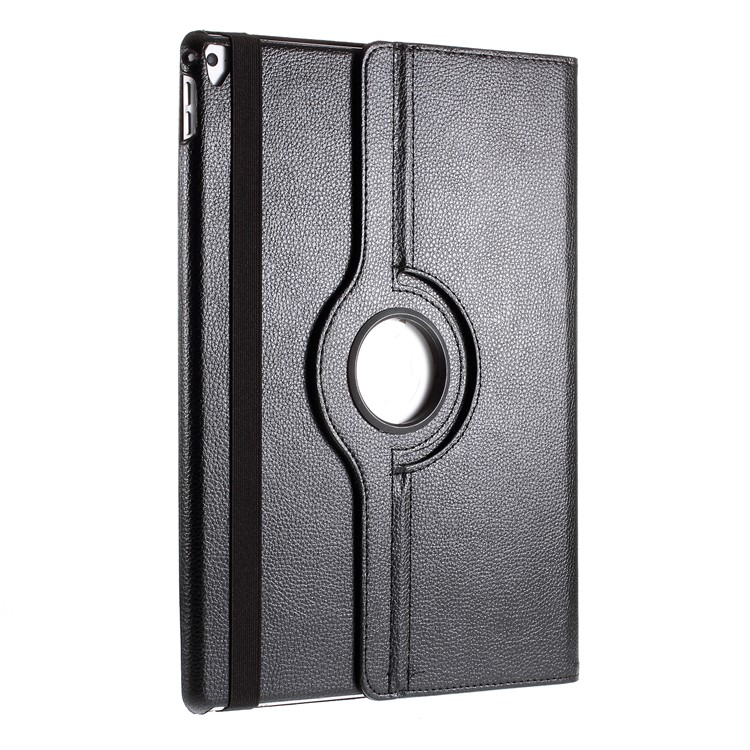 Litchi Skin Leather Case with Rotating Stand for iPad Pro 12.9 (2017) / Pro 12.9 (2015) - Black-7