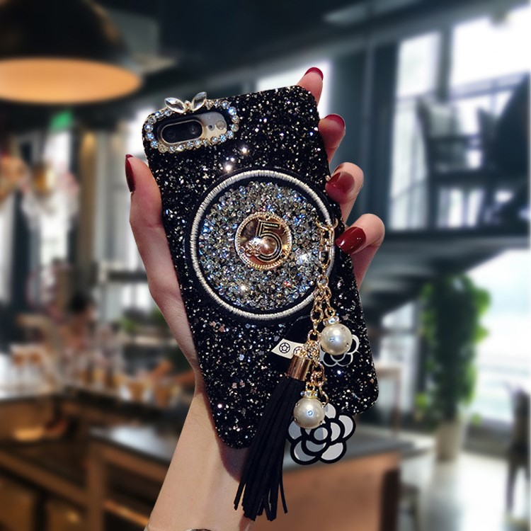 Étui En PC Avec Revêtement En Cuir PU Recouvert De Strass En Poudre Pour Iphone X-5