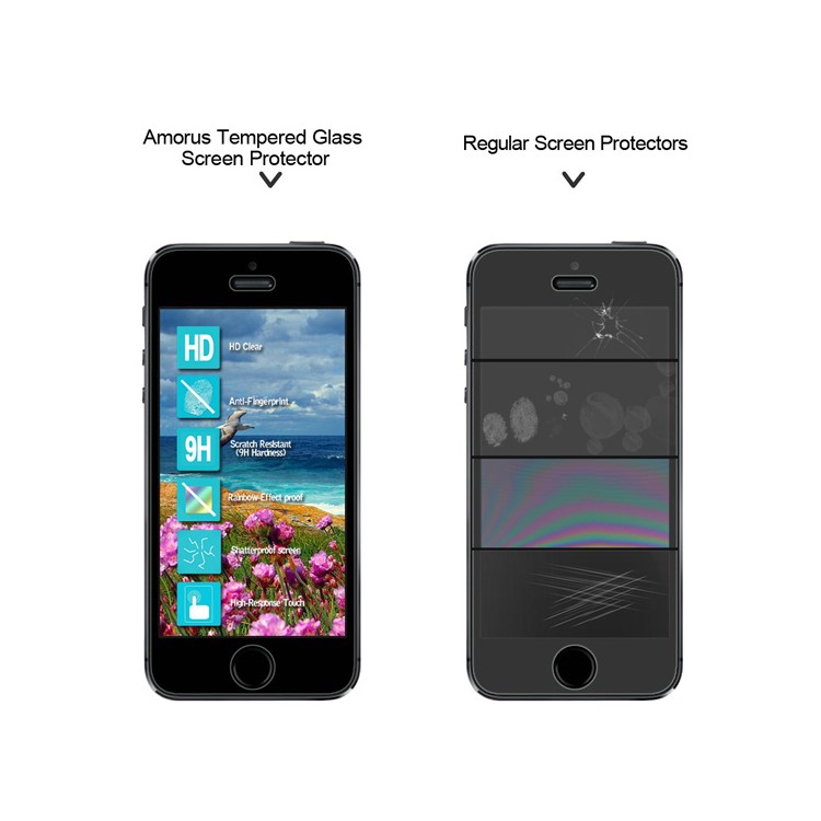 AMORUS Anti-explosion Tempered Glass Screen Protector für iPhone-SE 5s 5 Arc Edge-2