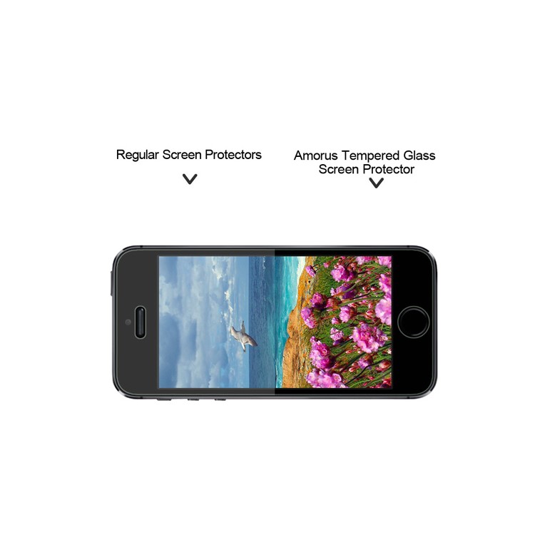 AMORUS Anti-explosion Tempered Glass Screen Protector für iPhone-SE 5s 5 Arc Edge-3