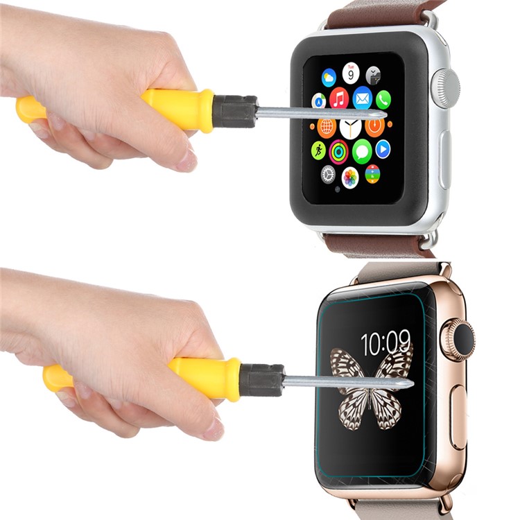 LINK DREAM 0.2mm Tempered Glass Screen Film for Apple Watch 38mm Full Coverage - Black-9