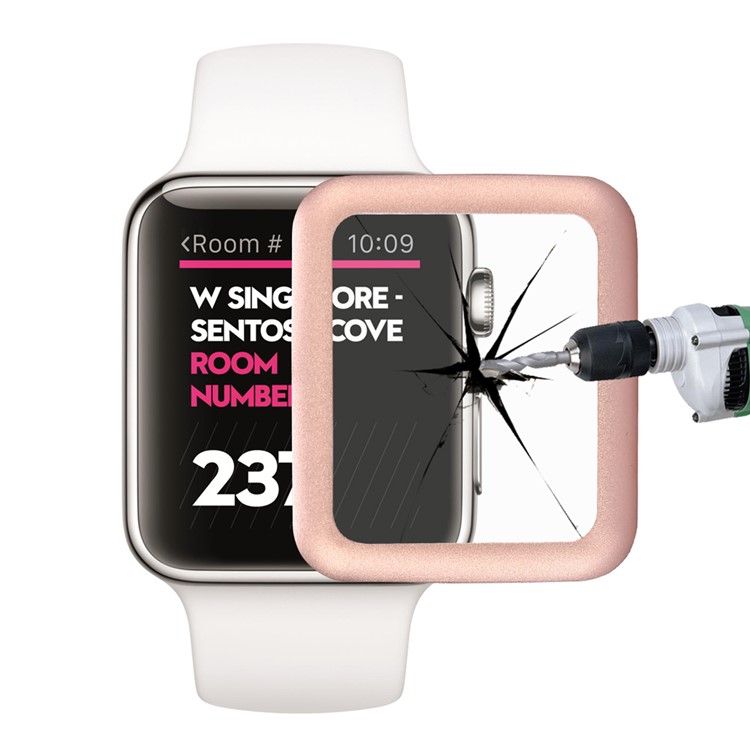 LINK DREAM 0.2mm Tempered Glass Screen Film for Apple Watch 38mm Full Coverage - Rose Gold-2