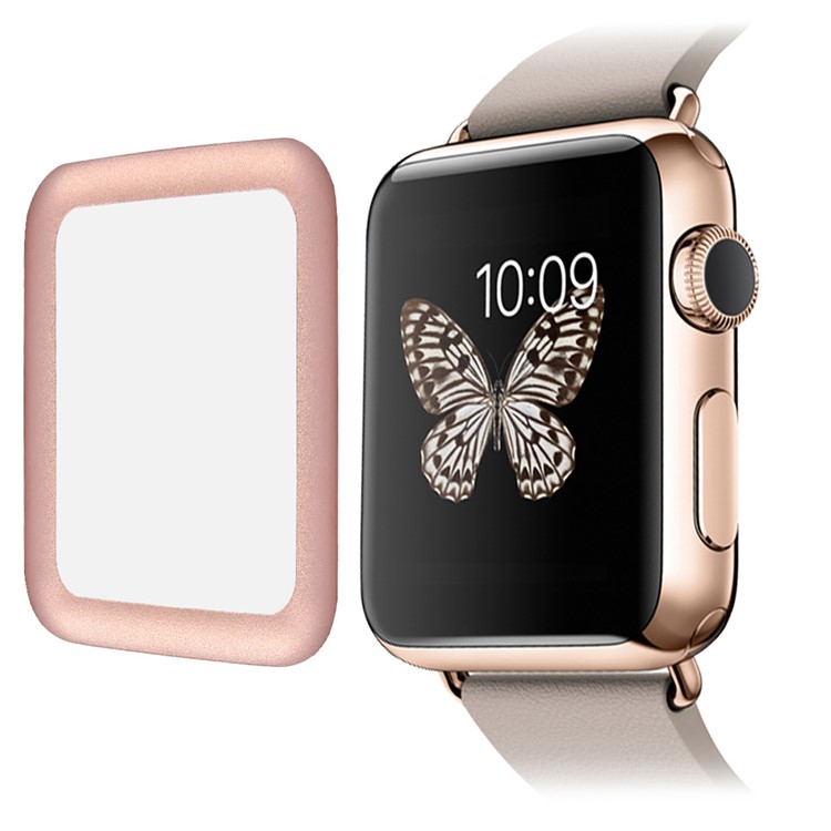 LINK DREAM 0.2mm Tempered Glass Screen Film for Apple Watch 38mm Full Coverage - Rose Gold-9
