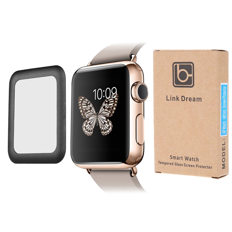 LINK DREAM 0.2mm Tempered Glass Screen Film for Apple Watch 42mm Full Coverage - Black-9