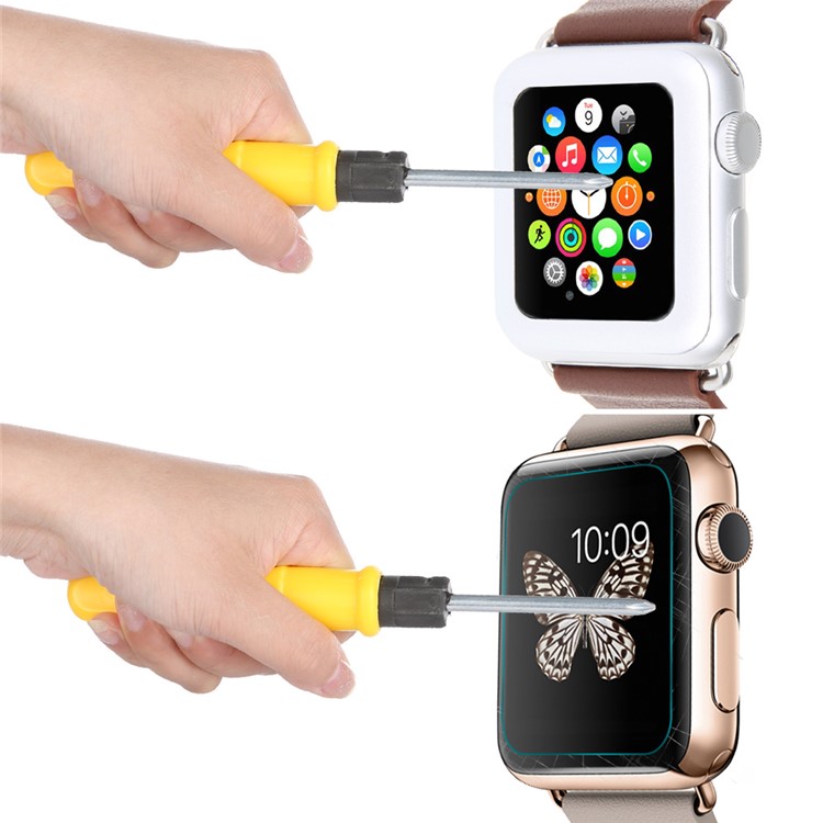 LINK DREAM 0.2mm Tempered Glass Screen Film for Apple Watch 42mm Full Coverage - Silver-10