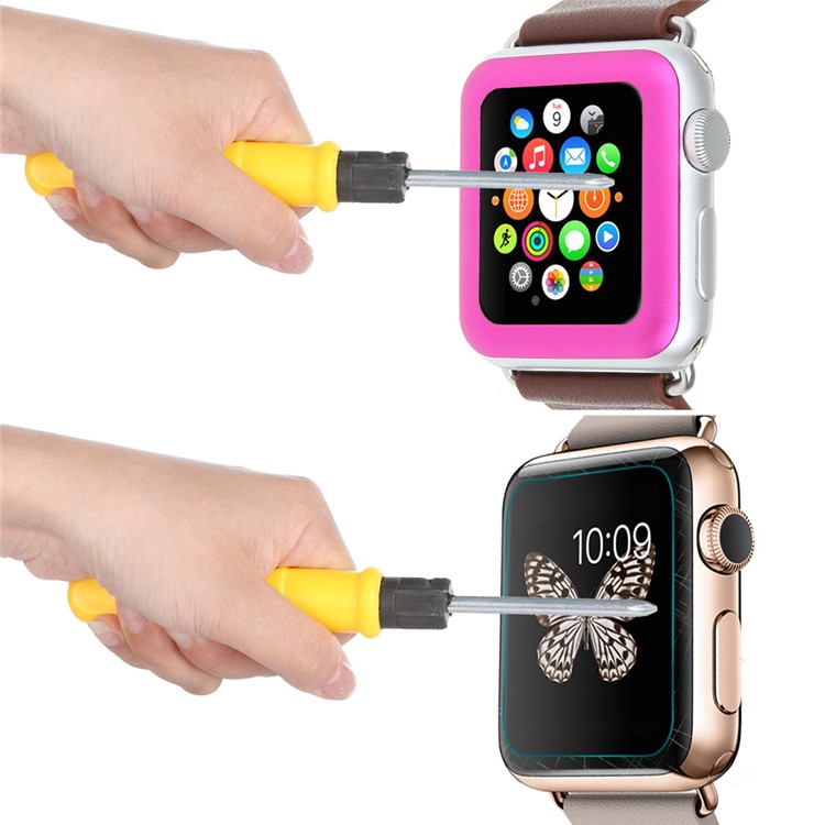 LINK DREAM 0.2mm Tempered Glass Screen Film for Apple Watch 42mm Full Coverage - Rose-10