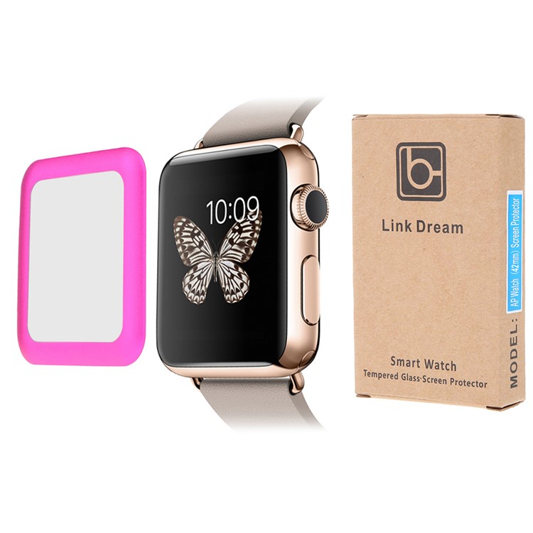LINK DREAM 0.2mm Tempered Glass Screen Film for Apple Watch 42mm Full Coverage - Rose-9
