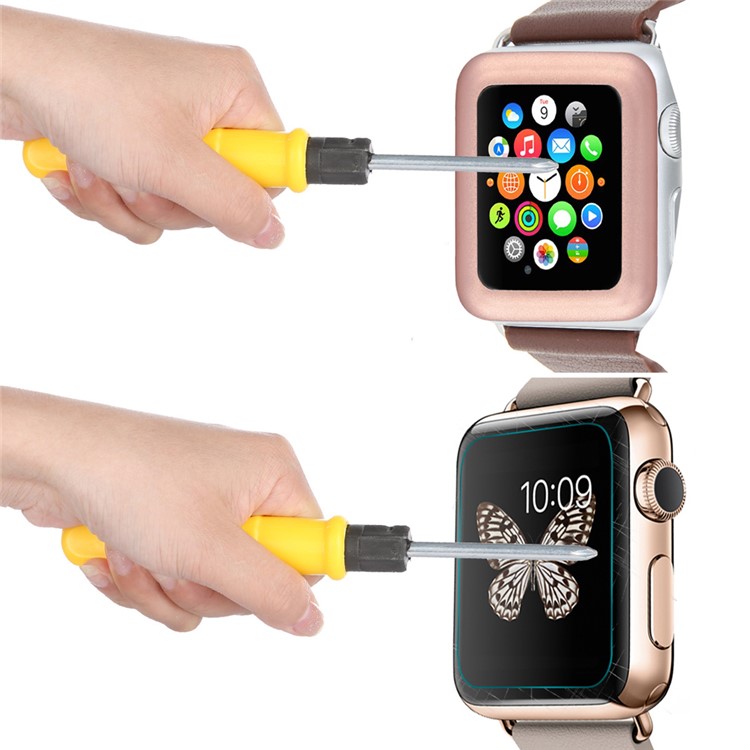 LINK DREAM Tempered Glass Screen Film for Apple Watch 42mm Full Coverage - Rose Gold-11