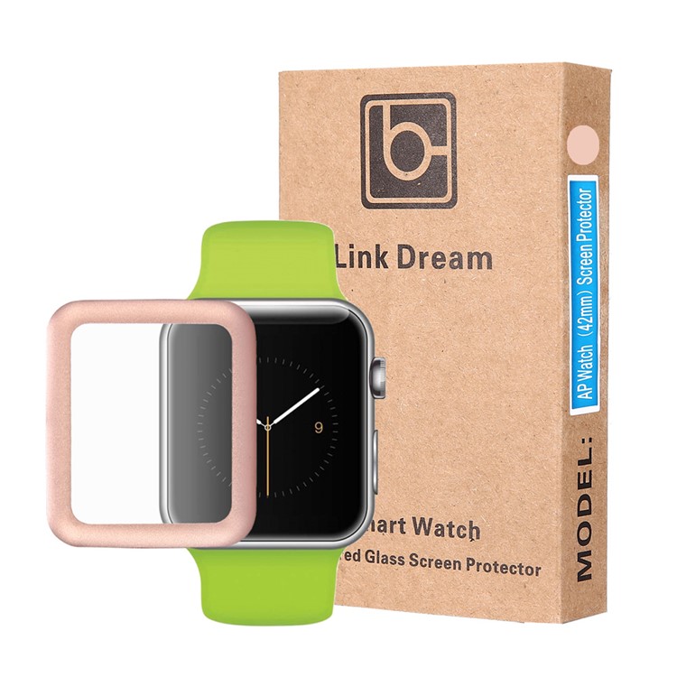 LINK DREAM Tempered Glass Screen Film for Apple Watch 42mm Full Coverage - Rose Gold-14