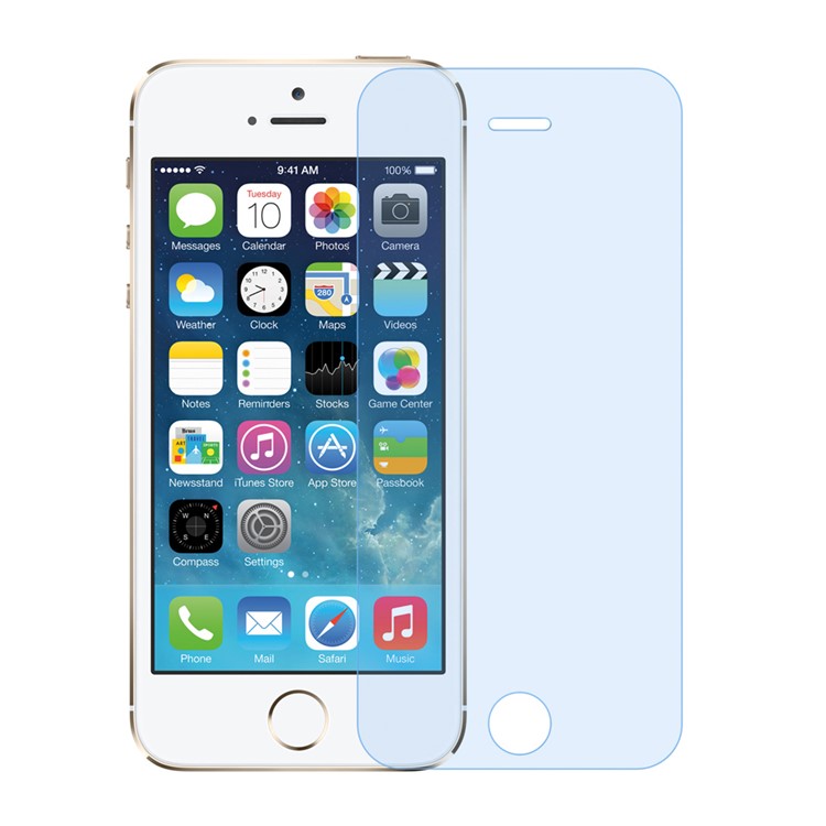 0.1mm Anti-blue-ray Tempered Glass Screen Protection Film for iPhone SE 5s 5 5c Arc Edge-1