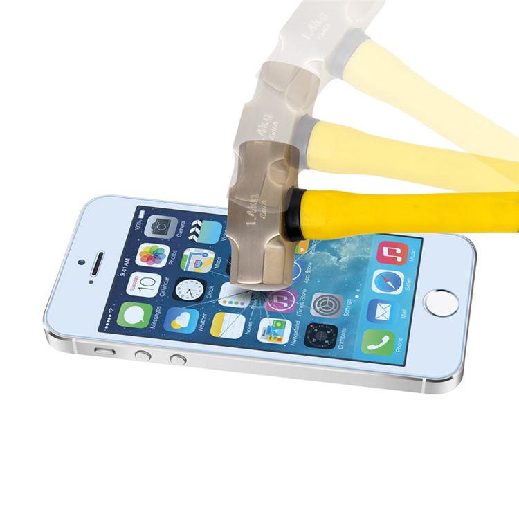 0.1mm Anti-blue-ray Tempered Glass Screen Protection Film for iPhone SE 5s 5 5c Arc Edge-4