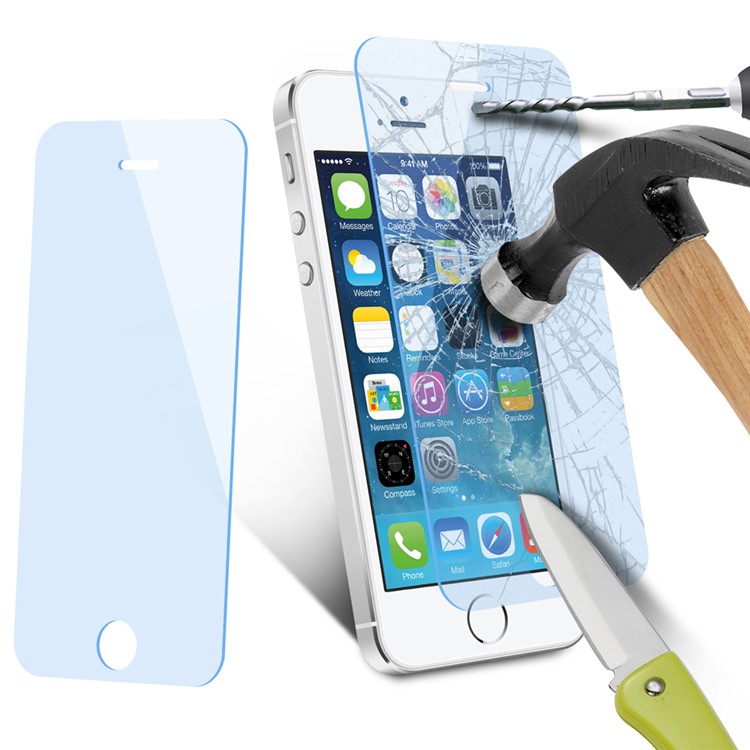 0.1mm Anti-blue-ray Tempered Glass Screen Protection Film for iPhone SE 5s 5 5c Arc Edge-9