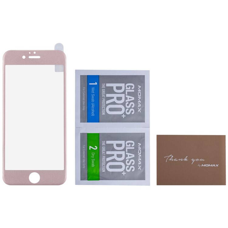 MOMAX for iPhone 6 6s Full Coverage 0.2mm Nanometer Curved Tempered Glass Screen Protector Film - Pink-6