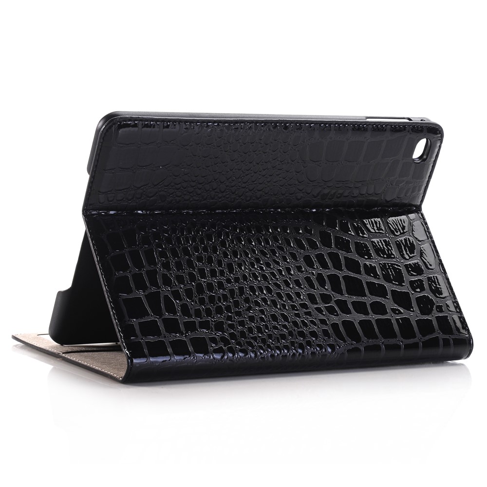 Krokodiltextur Leder Flip Cover Wallet Hülle Für Ipad Mini 4 - Schwarz