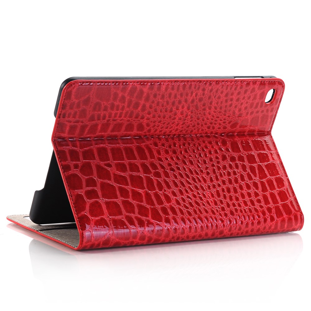 Crocodilo Textura Couro Flip Caso Cartão Titular Para Ipad Mini 4 - Vermelho-3