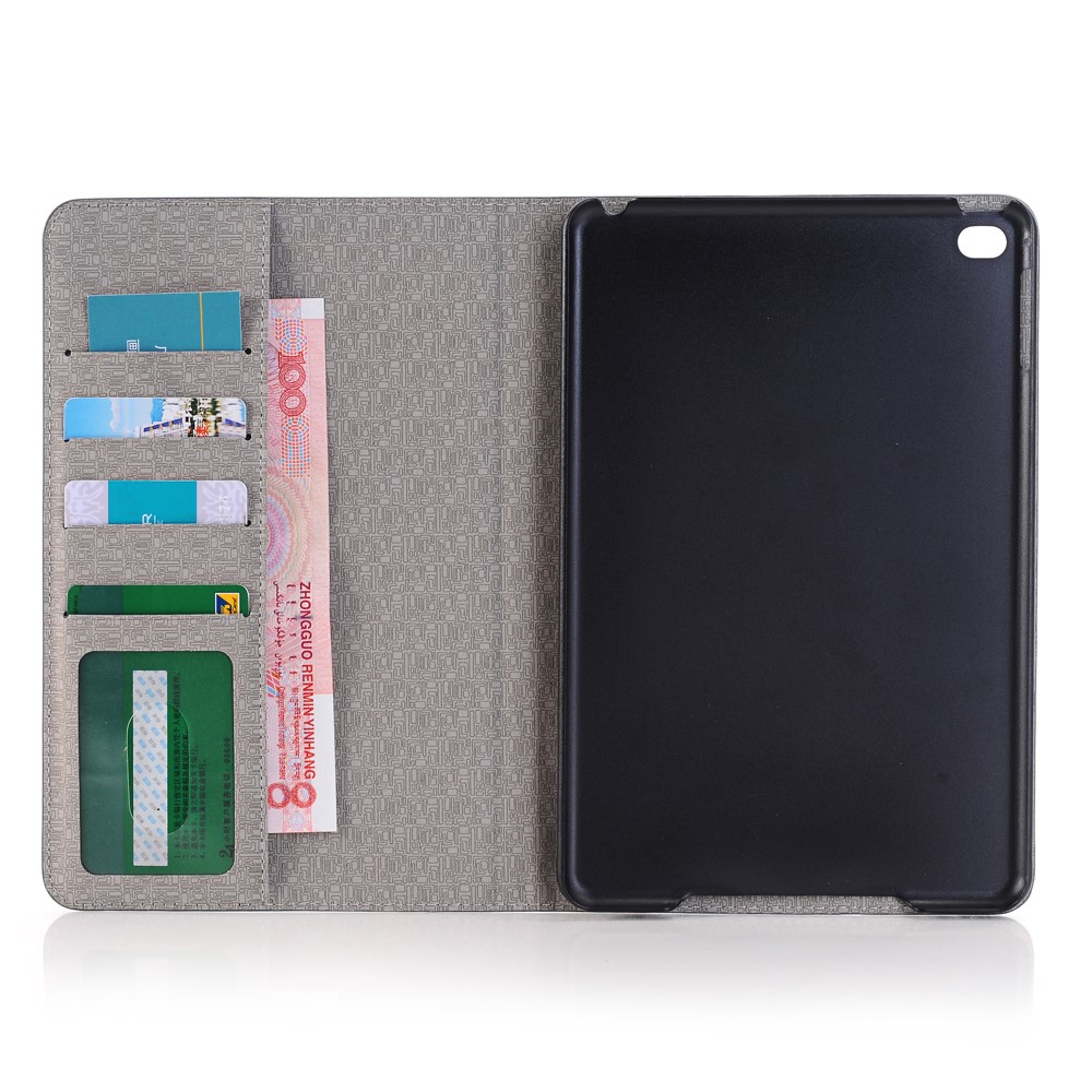 Color de Contraste de Textura Cruzada Para Ipad Mini 4 Case de Billetera de Cubierta de Cuero - Gris