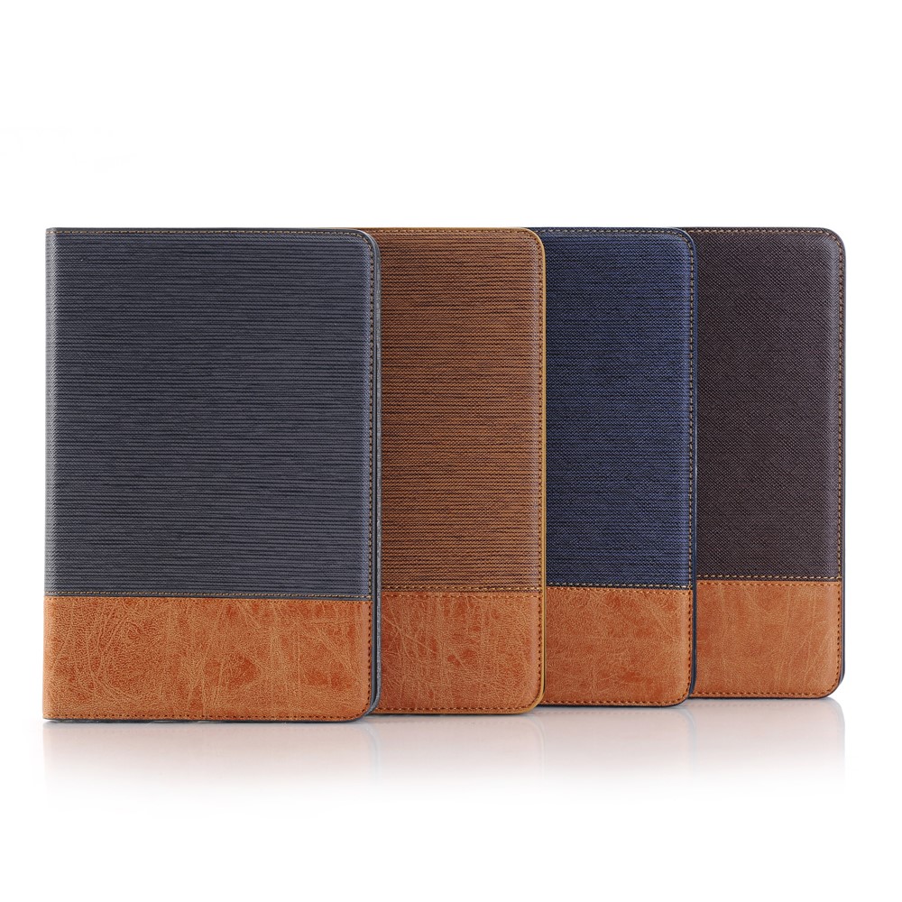 Color de Contraste de Textura Cruzada Para Ipad Mini 4 Case de Billetera de Cubierta de Cuero - Gris