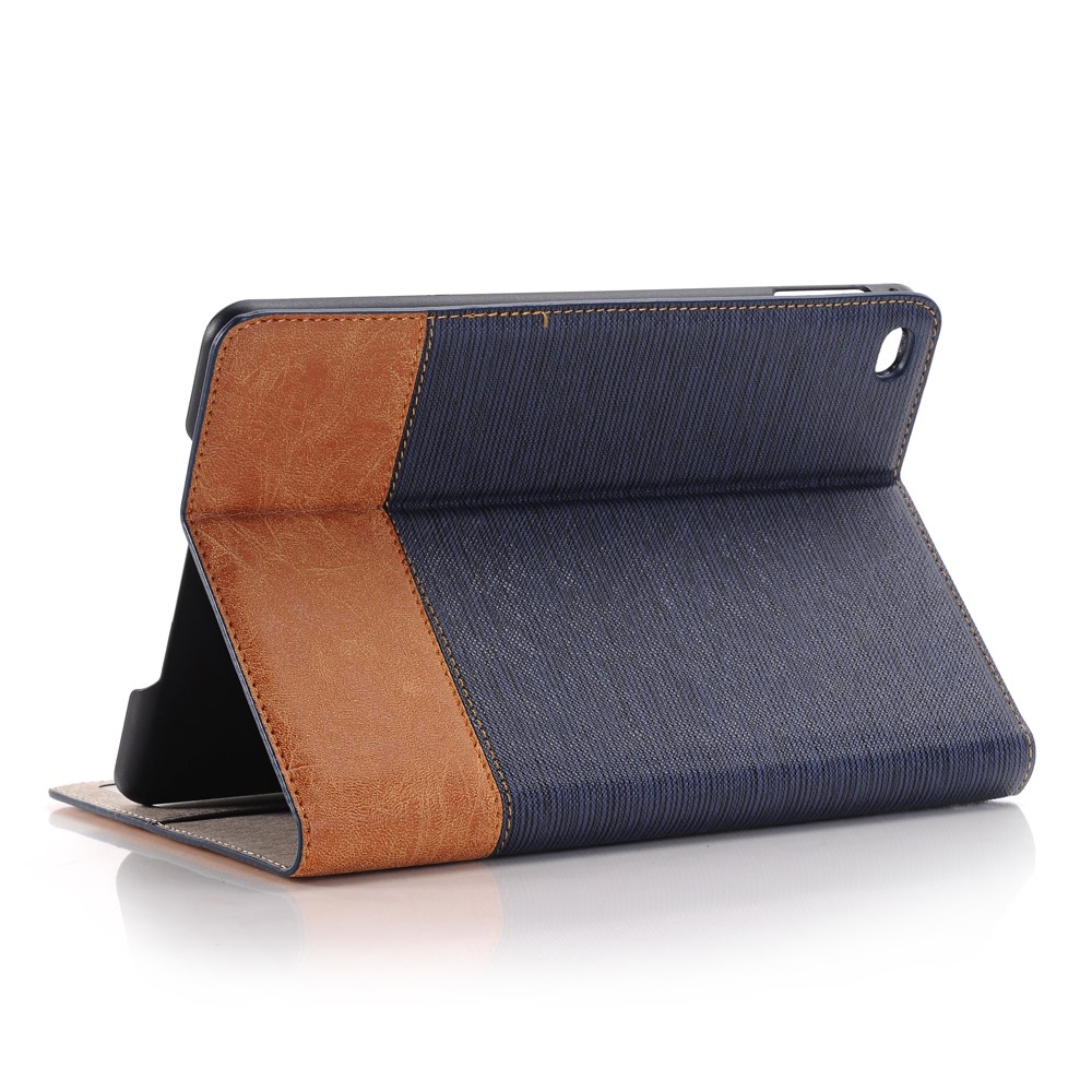 Cross Texture Contraste pour iPad mini 4 Housse en cuir Housse - Bleu foncé-3