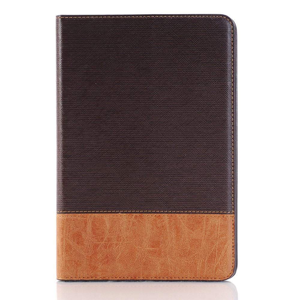 Cross Texture Contrast Color for iPad mini 4 Leather Case Card Holder - Coffee-1