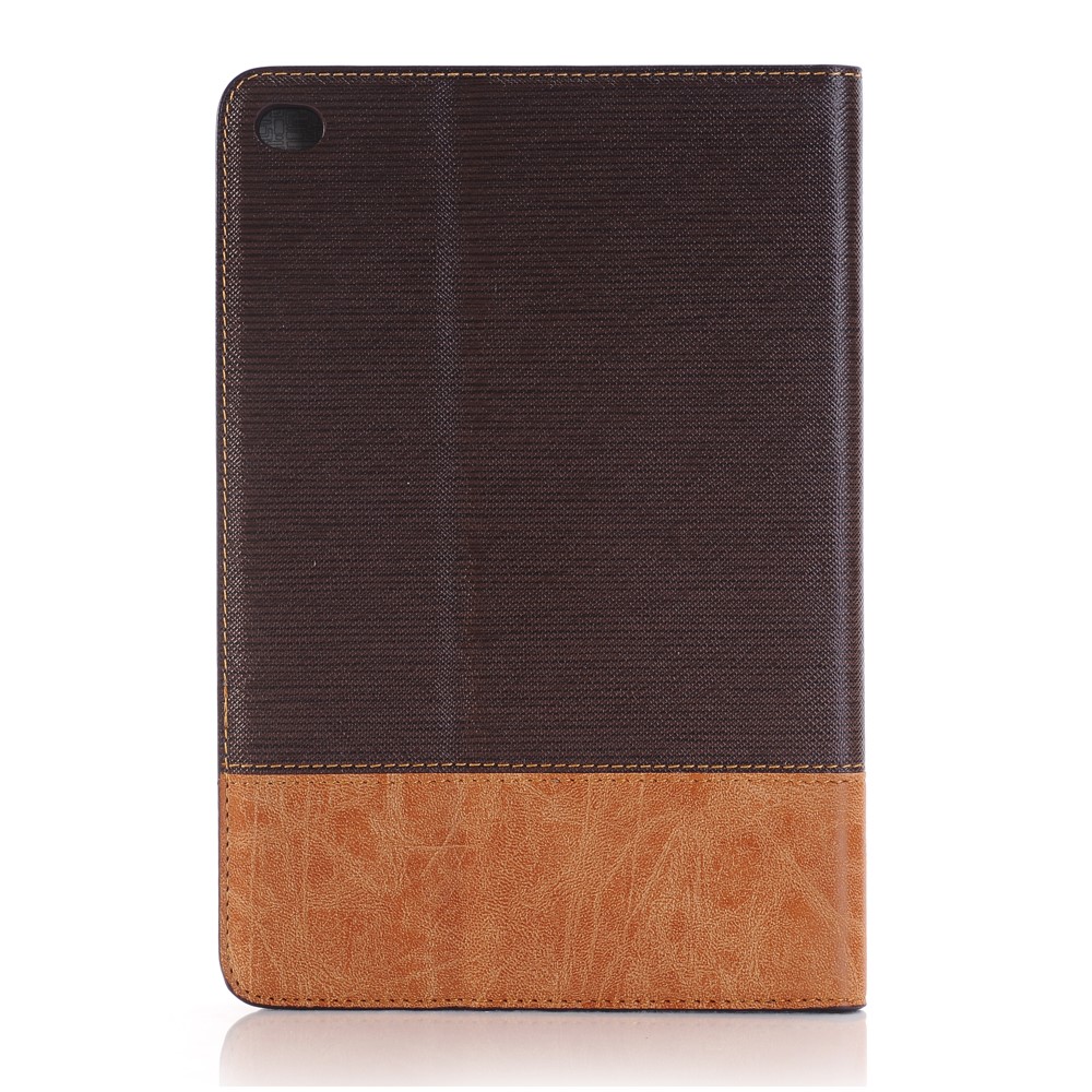 Cross Texture Contrast Color for iPad mini 4 Leather Case Card Holder - Coffee-3