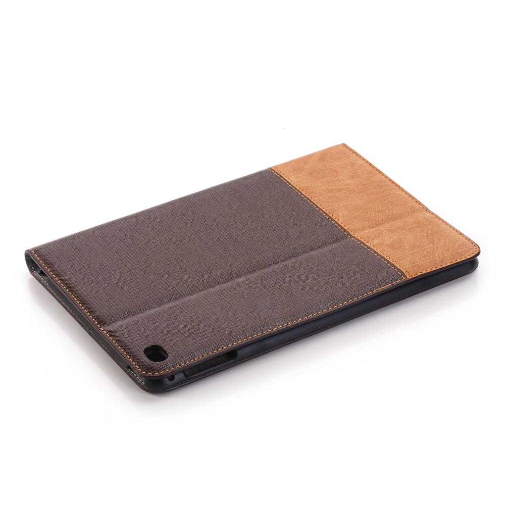 Cross Texture Contrast Color for iPad mini 4 Leather Case Card Holder - Coffee-9