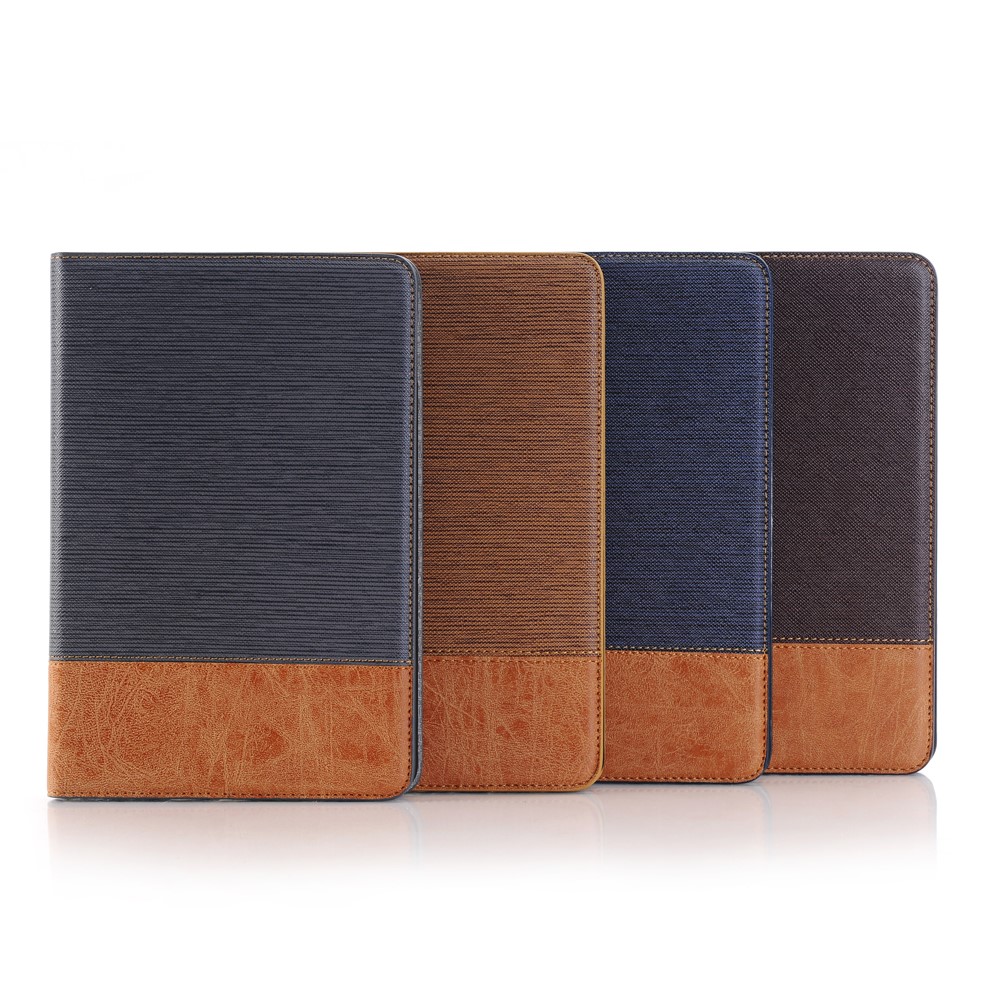 Cross Texture Contrast Color for iPad mini 4 Leather Case Card Holder - Coffee-13