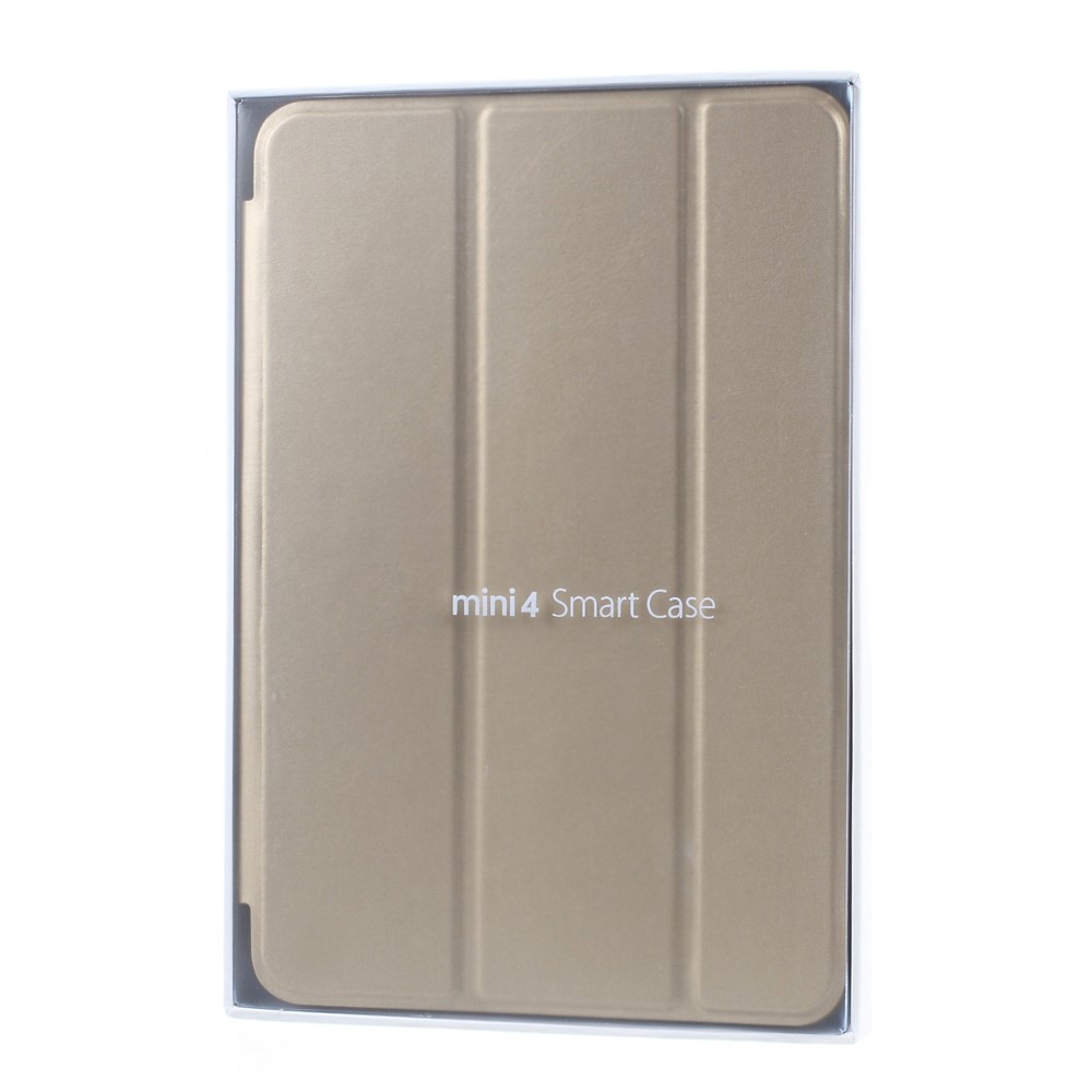 Slim Smart Leather Shell for iPad Mini 4 with Tri-fold Stand - Champagne-9