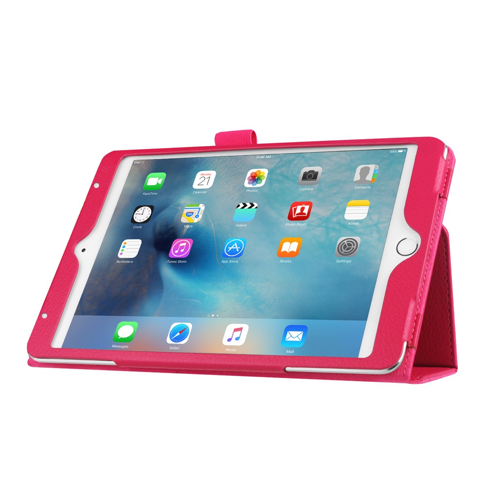 Litchi Texture Smart PU Leather Stand Cover for iPad Mini 4 - Rose-4