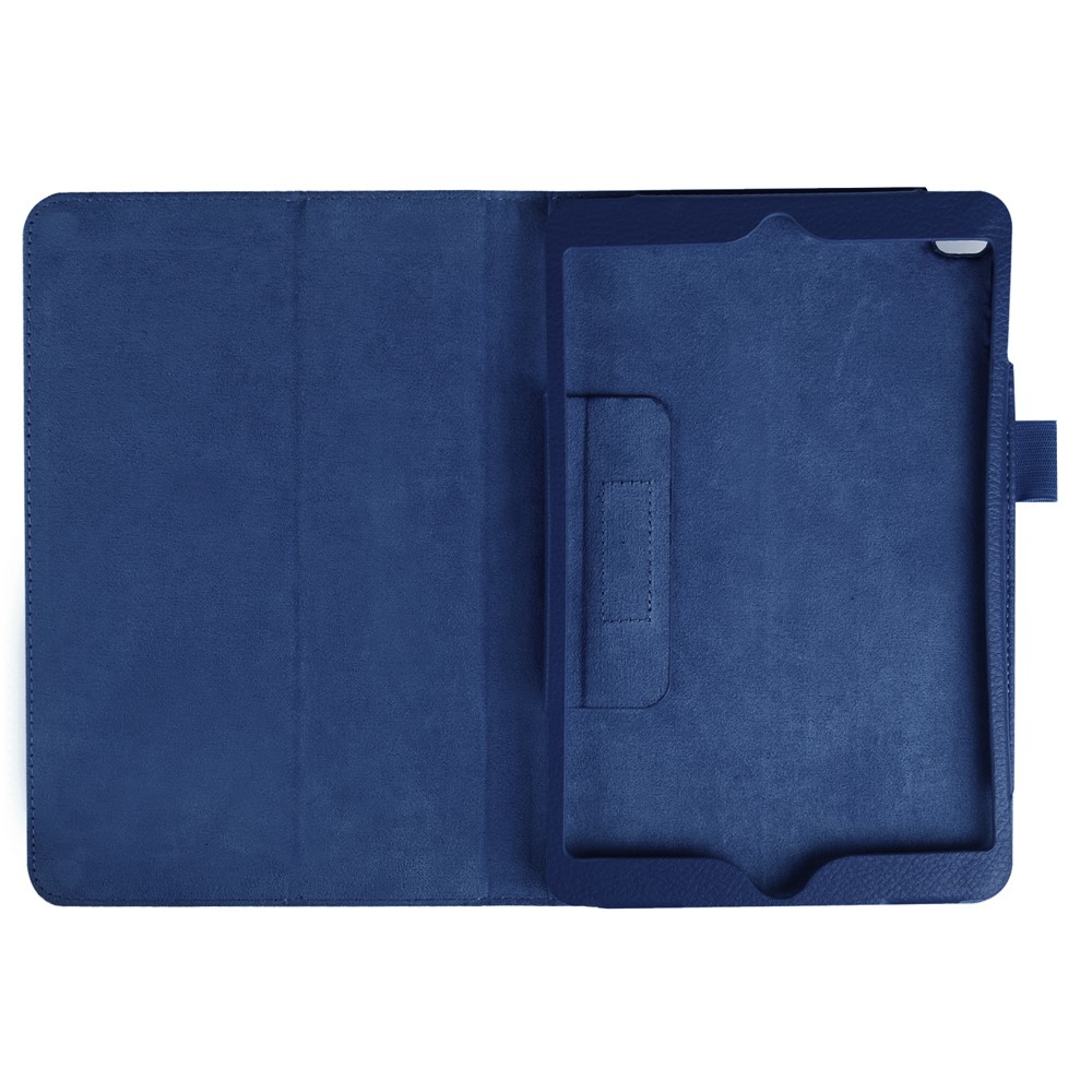 Litchi Texture Smart PU Leather Stand Case for iPad Mini 4 - Dark Blue-7