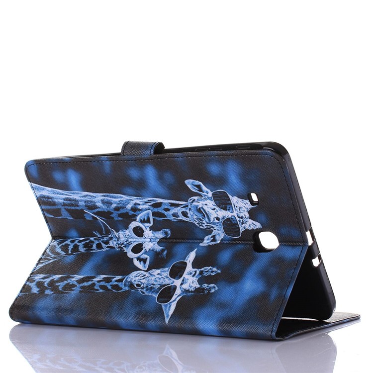 Flip Leather Wallet Stand Shell for Samsung Galaxy Tab E 9.6 T560 - Cool Giraffe-5