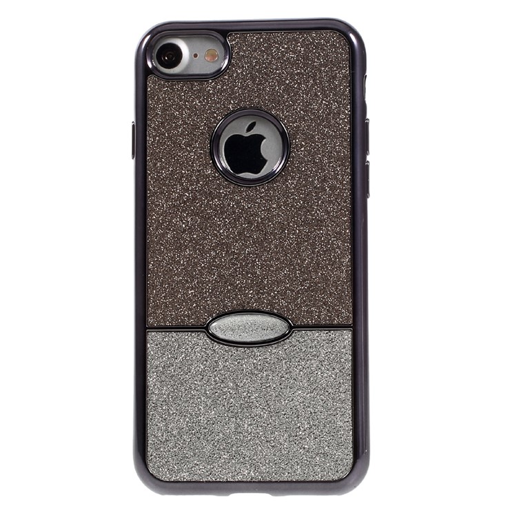 Flash Powder Electroplating TPU Phone Case for iPhone 7 4.7 - Black / Grey Silver Powder-2