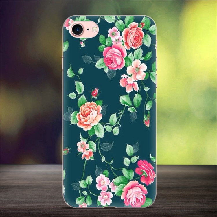 Softlyfit Embossing TPU Cover Case for iPhone 8 / iPhone 7 4.7 inch - Blooming Roses-1
