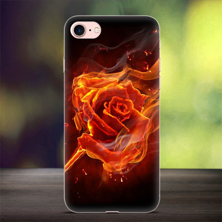 Softlyfit Embossing TPU Protective Case for iPhone 8 / iPhone 7 4.7 inch - Rose on Fire-1