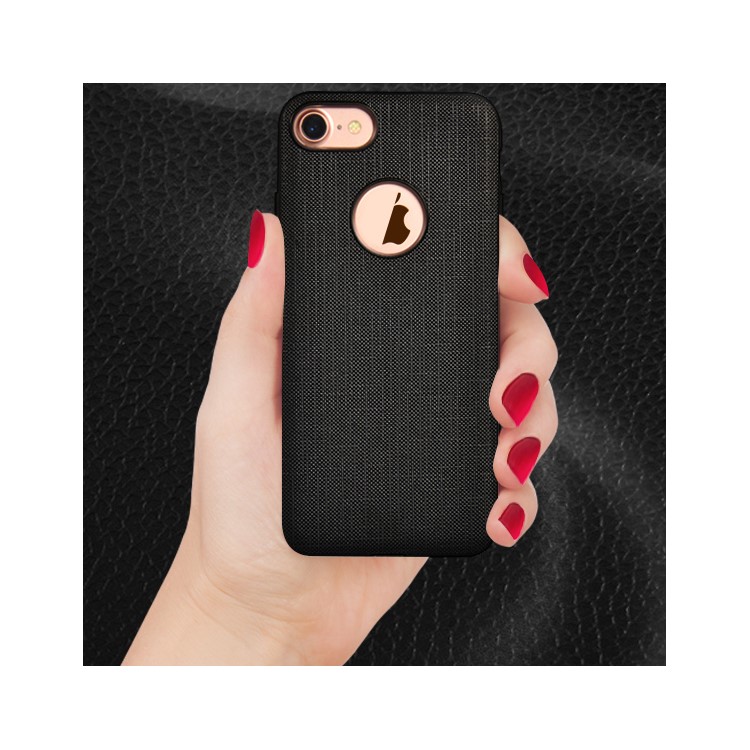 Leather Coated TPU + PC Hybrid Case for iPhone 7 4.7 Built-in Metal Sheet - Black-3