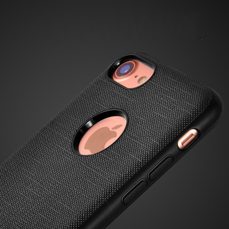 Leather Coated TPU + PC Hybrid Case for iPhone 7 4.7 Built-in Metal Sheet - Black-5