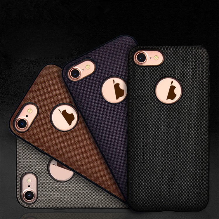 Leather Coated TPU + PC Hybrid Case for iPhone 7 4.7 Built-in Metal Sheet - Black-9