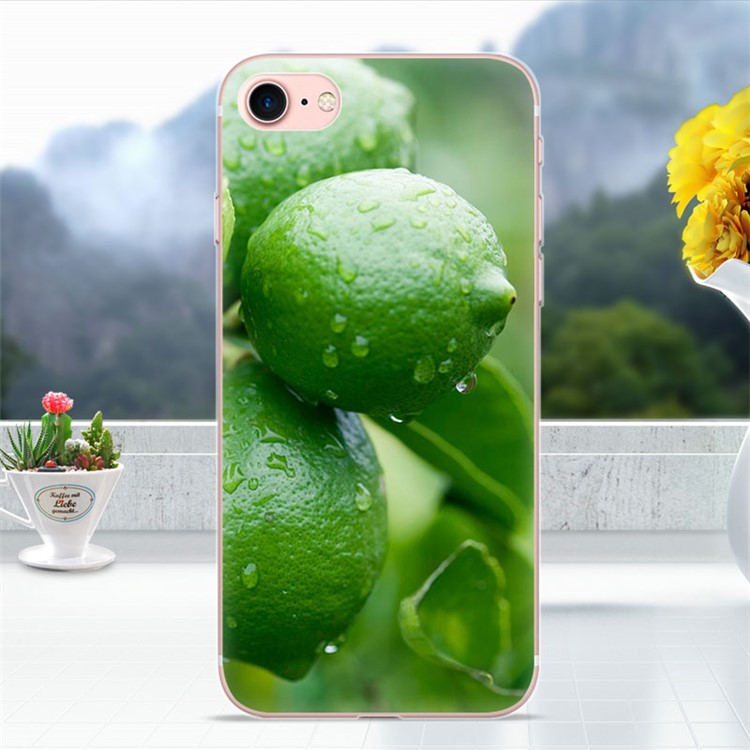 Softlyfit Embossing Pattern TPU Mobile Case for iPhone 8 / 7 4.7 inch - Green Lemon-1