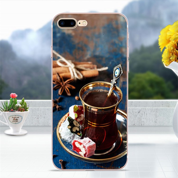 Softlyfit Embossed TPU Cell Phone Case for iPhone 8 Plus / 7 Plus 5.5 inch - Court Style Coffee-1